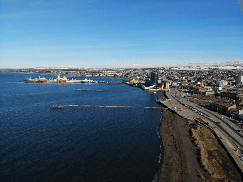 Long wild beach along the Strait near Punta Arenas